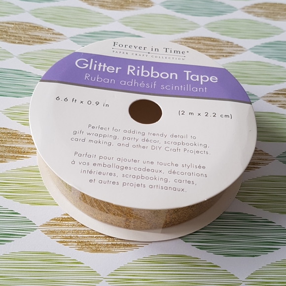 Gold Glitter Ribbon Tape - Picture 3 of 3